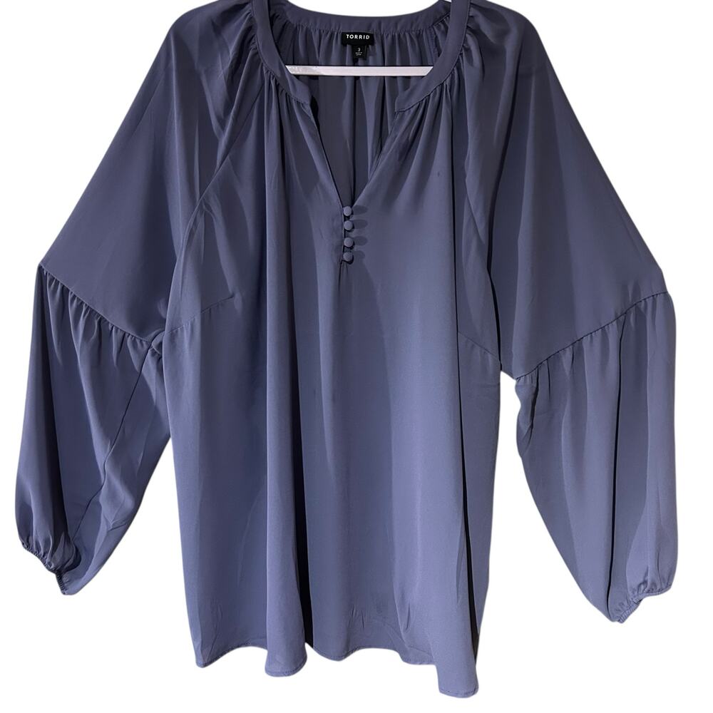 Torrid Women Georgette Puff Sleeve Purple Lavender Chiffon Blouse SZ 3X Feminine